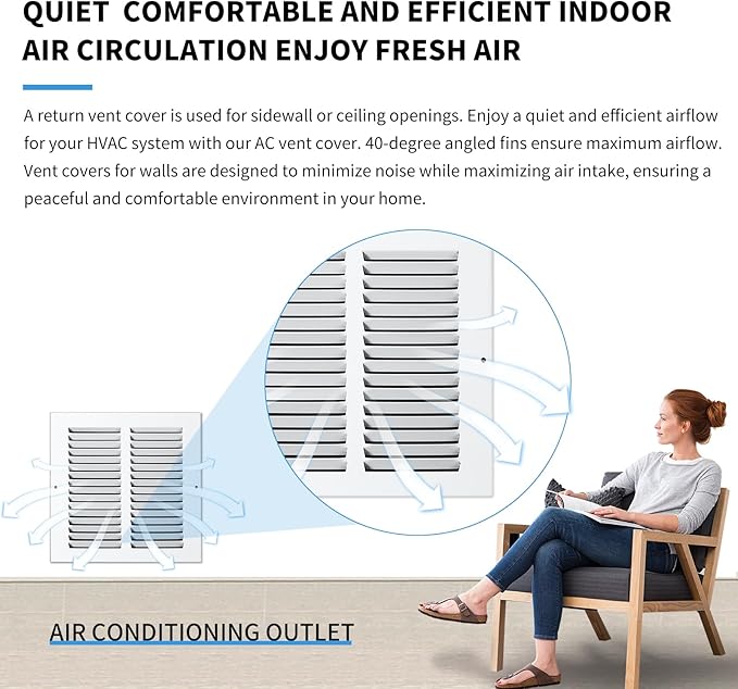 24x12 Return Air Grille(Duct Opening Size),Air Return Vent Cover,Flat Vent Cover,Rejillas De Aire Acondicionado para Casa,Return Air Grilles,Outer Dimensions:25.75"Wx13.75"H(24"Wx12"H, Duct Opening)