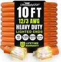 10ft Outdoor/Indoor Extension Cord 12/3 Gauge Extra Heavy Duty 3 Prong SJTW, Waterproof, Flexible Cold-Resistant Long Power Cord,15A 125V 1875W, Orange by LifeSupplyUSA