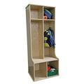 Factory Direct Partners 13138-NT Birch 2-Section Coat Locker with Bench, Storage Cubbies and Coat Hooks - Natural