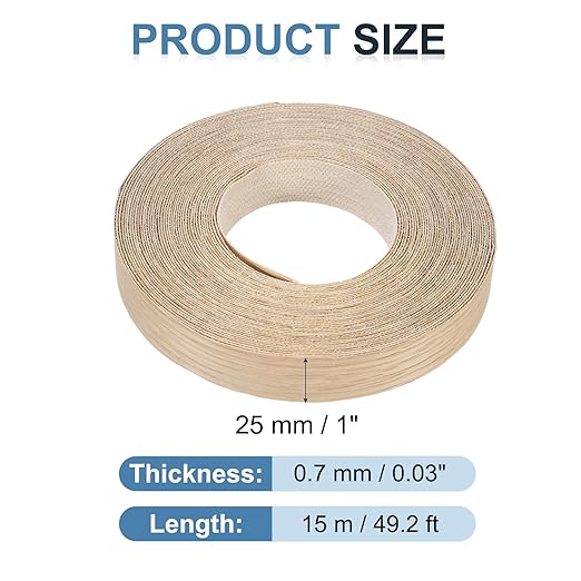 PATIKIL White Oak Edge Banding, 1 in x 49.2 ft Wood Veneer Tape, Pre-glued Flexible