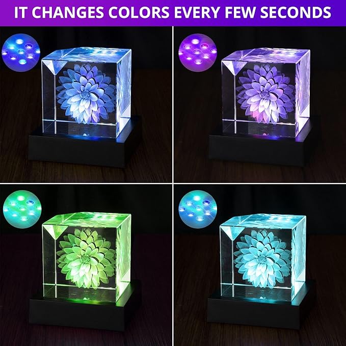 Facmogu 9 LED Lights Base for Crystal 3D Glass Art, USB/Battery Powered LED Display Base Stand, Pedestal Color Show Stand for Crystal Awards, Trophies, Statues, Figurines