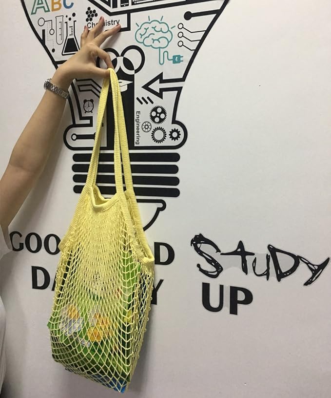 Portable Reusable Mesh Cotton Net String Bag Organizer Shopping Tote Handbag Fruit Storage Shopper NEW (orange02)