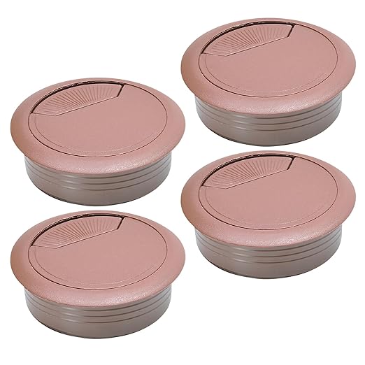 Desk Grommet 2" (50 mm), Desk Cord Hole Cover, Cable Grommet ABS Plastic, Desk Hole Grommet for Office and Home Table Cable, Detachable Adjustable Cable Cord Organizer (Reddish Brown 4 Pcs)