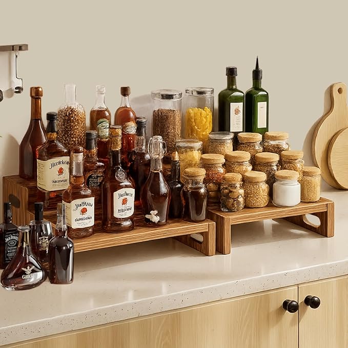 16PCS Wooden Buffet Risers and Stands with Reusable Table Signs, stackable Cube Rustic Wood Food Risers for Buffet Display, Cupcake Holder, Cupcake Stand, Dessert Table Display Set, 4 Sizes