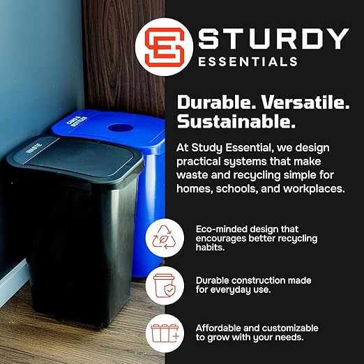 City Box 10 Gallon Waste Bin Trash Can with Lid for Residential, Offices, and Commercial Recycling - NYC Compliant- NYC Compliant - Black