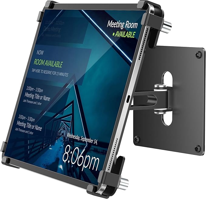 AboveTEK Universal Tablet Wall Mount, Anti-Theft iPad Mount with Locking Enclosure for 9.7"-13" Screen, Heavy-Duty Aluminum Kiosk for Business POS Display, Adjustable 360° Swivel & Tilt VESA Mount