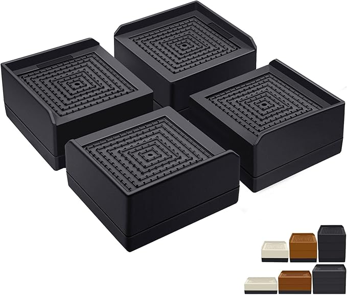 Bed Risers 1.5 inch Heavy Duty, Furniture Risers for Bed Sofa Table and Couch Lifting，Square Adjustable Risers Blocks, Support Up to 1,300 Lbs (4 Pack-Black)