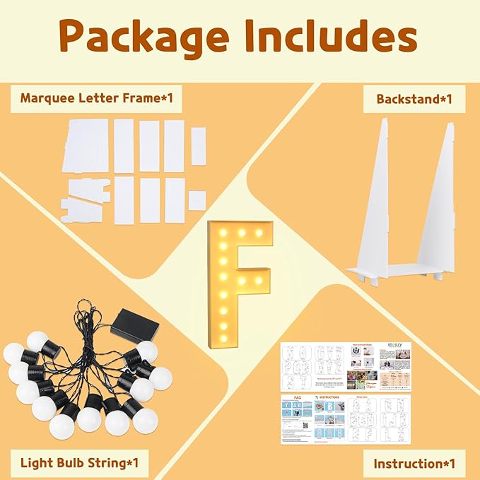 imprsv Light Up Letters, 4FT Marquee Letters for Birthday Wedding Engagement Party Decor, Large Marquee F for Party Decoration Arch Kit Decorations