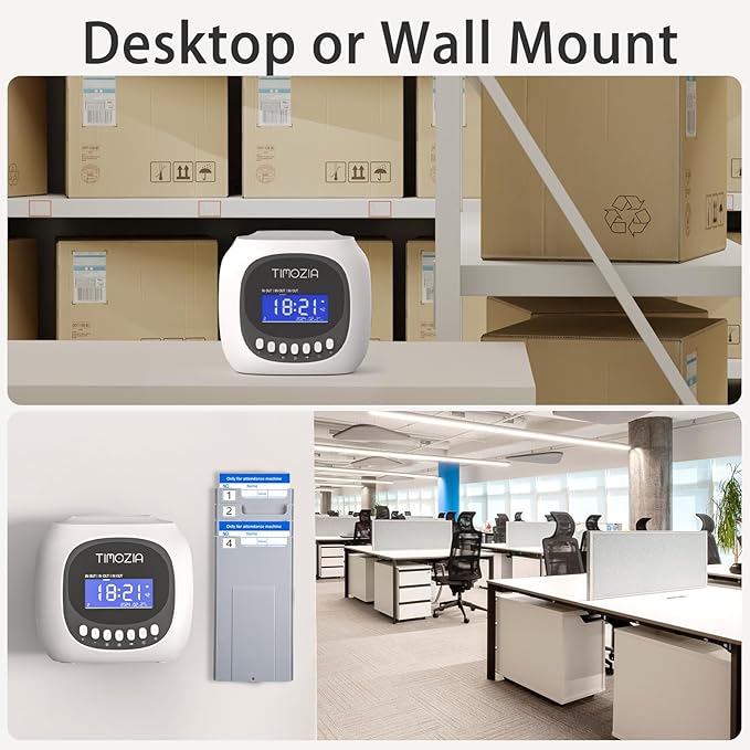 Time Clocks for Employees Small Business, Auto-Align Time Clock, 6 Punches per Day | Clock in Time Machine for Employees with 1 Ink Ribbon(Inside) and 50 Time Cards