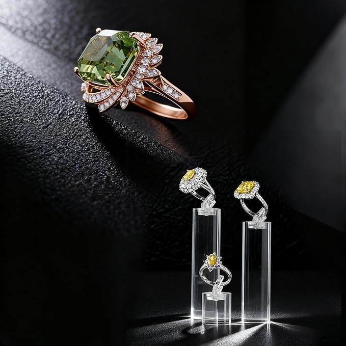 Oirlv Acrylic Jewelry Display Stand Ring Showcase Display Holder 7 PCS Rings Stand (Transparent)