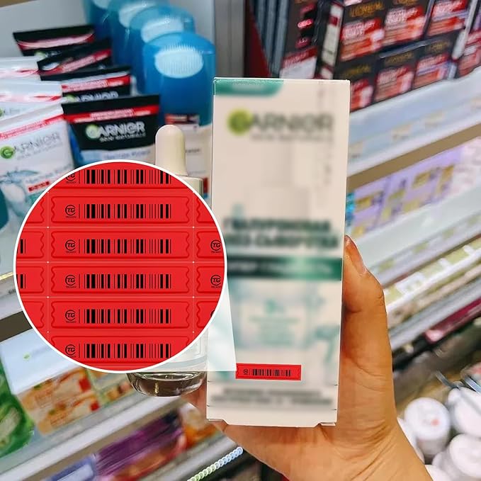 5000 Pieces of 58 kHz Acousto-Magnetic (AM) Security Tag Labels, Compatible with 58 kHz EAS Systems. Features Simulated Barcodes