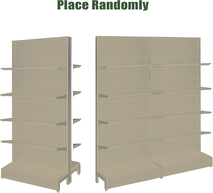 Pegboard Display Stand, Gondola Retail Shelving Wall Display for Convenient Grocery Office Supply or Liquor Stores, Single Side Peg Board Panels, Extra 20 Pieces Hooks, Cream Color