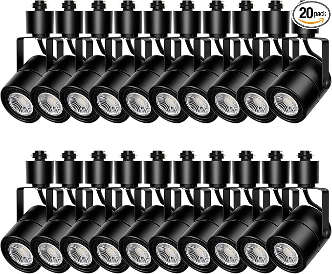 Track Lighting Heads 10W 4000K Cool White Dimmable Bright LED Track Lights Fixtures for Accent Retail Kitchen Artwork,120V Linear Track Light H Type-CRI90+ 24° 1000lm - 20 Pack (Black)