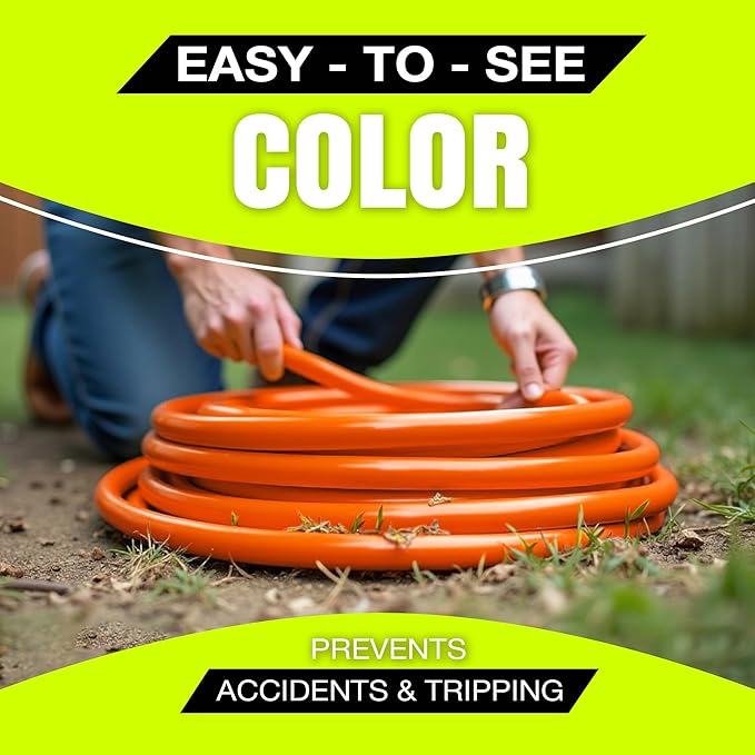 100ft Outdoor/Indoor Extension Cord 14/3 Gauge Heavy Duty 3 Prong SJTW, Waterproof, Flexible Cold-Resistant Long Power Cord,13A 125V 1625W, Orange by LifeSupplyUSA