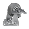 4'' × 2'' Caster Wheel, Heavy Duty Industrial Caster, Rubber Wheels with Roller Bearing, Load 600lbs per Swivel Casters for Cart Dolly Toolbox Trolley (1 Brake)