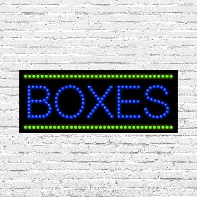LED Boxes Sign for Retail Business Displays |Advertising Electronic Light Up Sign for Windows Walls |11"H x 27"W x 2"D