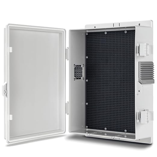Outdoor Electrical Junction Box, ABS Water Resistant Enclosure with Internal Mounting Panel & Hinged Cover (13" H* 9.2" L* 3.7" W)