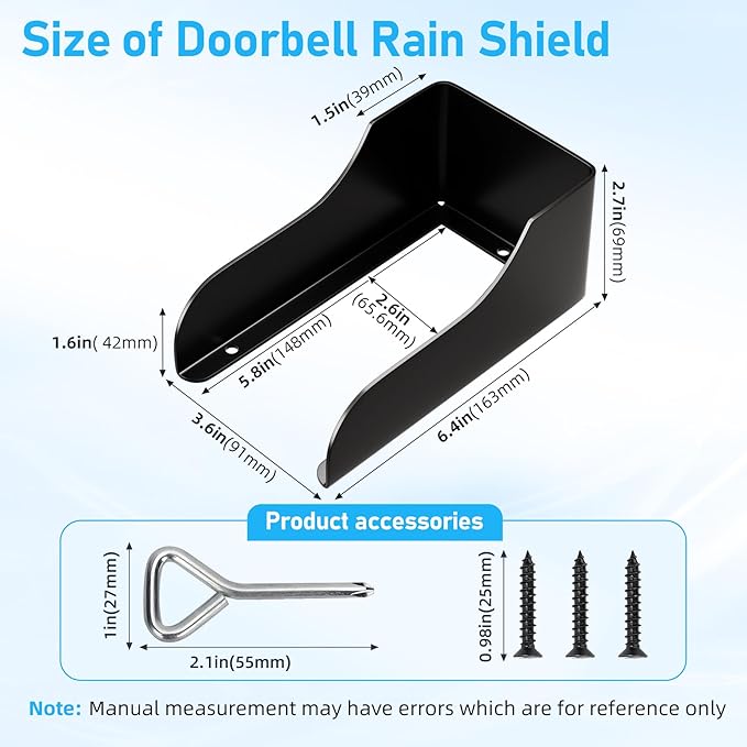 Doorbell Rain Cover,Ring Doorbell Cover,Waterproof Doorbell Anti-Glare Cover,Doorbell Rain Shield/Protector/Plate/Guard,Suitable for Access Control Keypad，Fingerprint Lock，Outdoor Keypad (5.8*2.6IN)