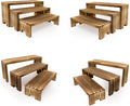 12Pcs Display Riser Wood Risers Cupcake Stand 3 Tier Racks Decorative Rectangular, 4 Set Cologne Perfume Organizer Dessert Stands for Vendors Event