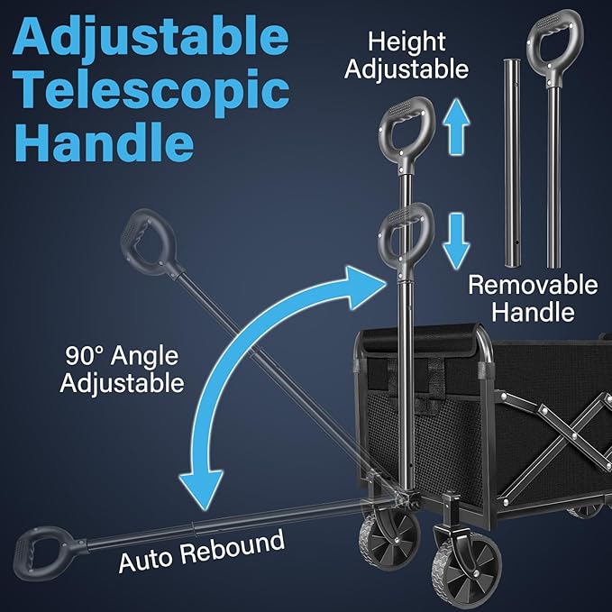 Wagons Carts Foldable Collapsible Wagon with Wheels,360lbs.Wagon cart with Wheels Foldable,Portable Utility Wagon for Camping,Park,Sports,Shopping,Travel,Groceries
