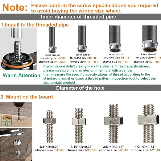 5 Inch Caster Wheels, Threaded Stem Casters Set of 4 Heavy Duty, Swivel Casters 1/2"-13 x 1 (Screw Diameter 1/2", Stem Length 1"), Safety Dual Locking Industrial Casters, Wheels for Cart, Furniture