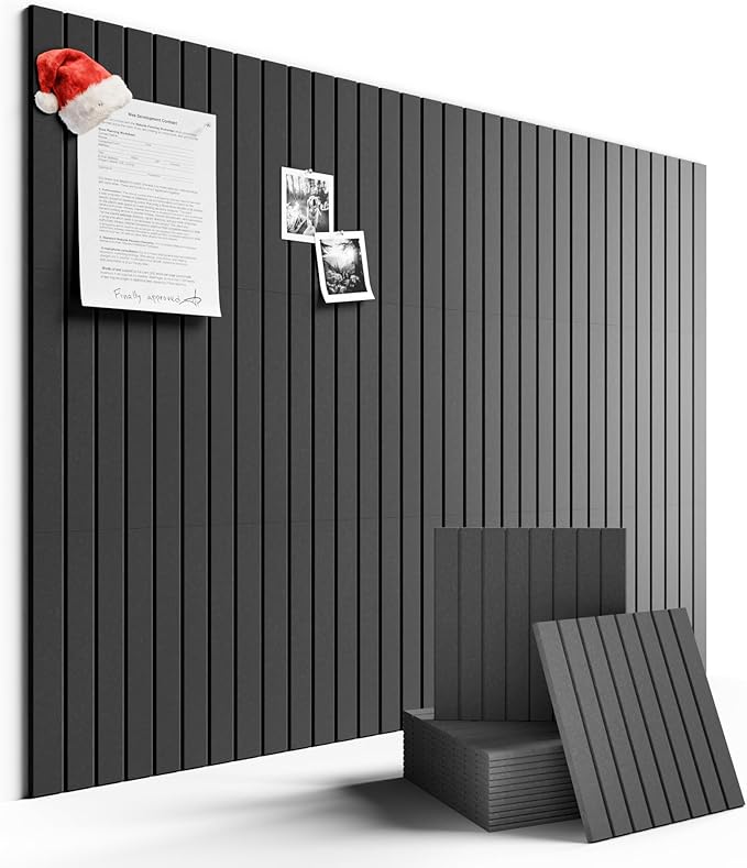 Large Felt Bulletin Board 48" x 36" Cork Board Alternative-12 Pack with 70 Safe Removable Adhesive Tabs, Cork Boards for Walls Cork Board for Home Office Classroom Pin Board (Charcoal Gray)