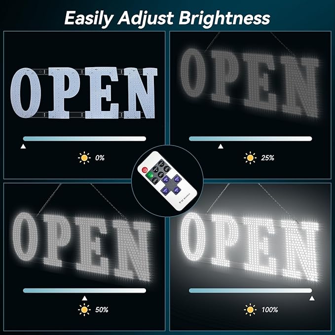 30" x 10" Large LED Open Sign with Remote Control High Bright Visibility Business Open Sign 14 Mode Suitable for Shop, Bar, Hotel, Retail and Restaurant