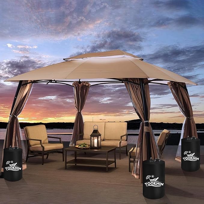 Canopy Tent Weight,202 LBS Canopy Weights Water Bags,4PCS Gazebo Weights, Heavy Duty Leg Weights for Pop Up Canopies Outdoor Shelter Umbrella Pool Ladder，Black