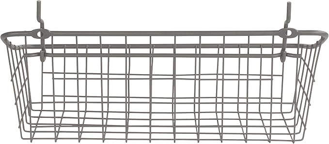 Spectrum Pegboard & Wall Mount Wire Basket Small (Industrial Gray) - Storage & Organizer for Garage, Tools, Shed, Home, Work Bench, Crafts, & More