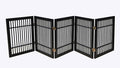 Pet Dog Gate Strong and Durable Freestanding Folding Acacia Hardwood Portable Wooden Fence Indoors or Outdoors by Urnporium (Black Pet Gate, 5 Panel 24" Tall)