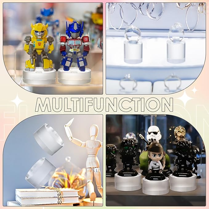 Remerry 8 Pcs Acrylic Round Blocks for Display Clear Polished Blocks for Display Clear Acrylic Edge Polished Base Exhibition Riser for Table Showing Cosmetics Collectibles Figures (Mixed Sizes)