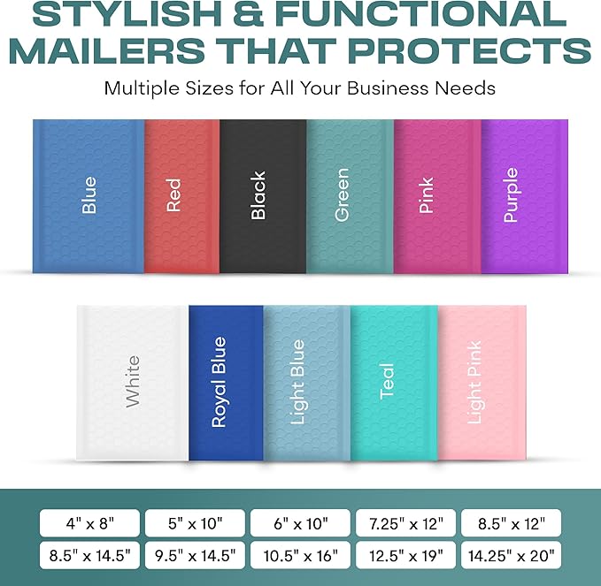 Green Poly Bubble Mailers 8.5x12 inch #2 | Self Seal Padded Envelopes | Cushioned Bubble Mailer | Usable Size 8.5x11 | Water Proof | Lightweight mailing Shipping Bags | 100 Pack Bulk