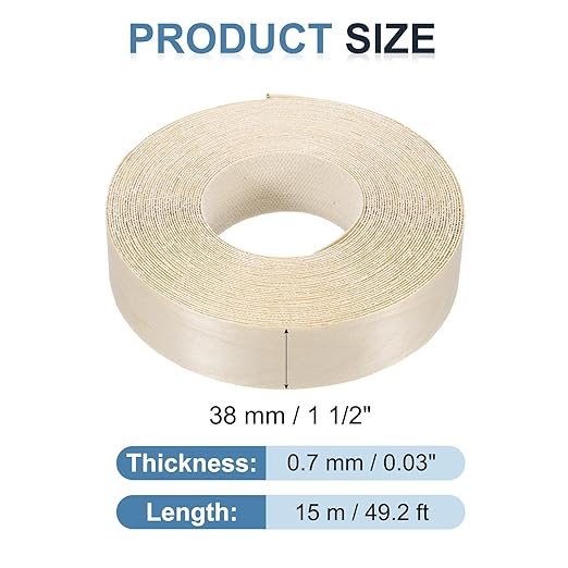 PATIKIL Birch Edge Banding, 1 1/2 in x 49.2 ft Wood Veneer Tape, Pre-glued Flexible