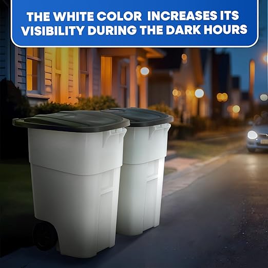 50 Gallon Trash Can, White Outdoor Garbage Can, Wheeled Outside Trash Bin Outdoor with Lid and Wheels Large Rolling Trash Can, Garbage Can with Wheels for Home, Office, Garage