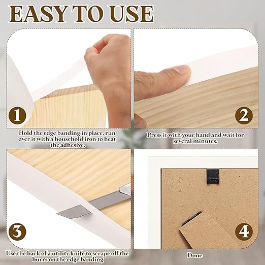 uxcell Black Edge Banding Tape, 3/4 Inch x 25ft Pre-Glued Flexible Veneer Edge Edging Strips Wood Tape for Cabinet Repair and Furniture Restoration