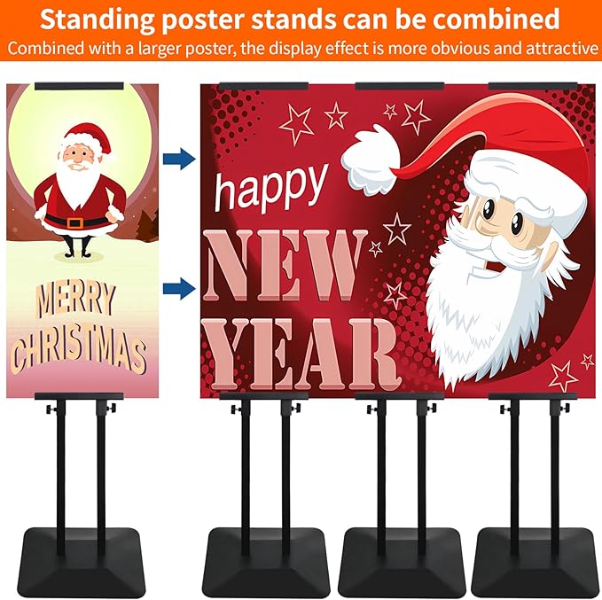 Poster Stand Heavy Duty - 2Pack Adjustable Poster Board Stand, Double-Sided Poster Stands for Display Banner Foam, Black Metal Pedestal Poster Sign Stand Outdoor Floor Standing Sign Holder