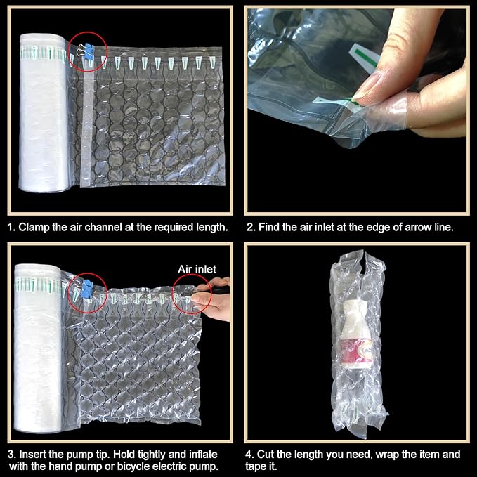 Inflatable Bubble Cushioning Wrap Roll Bottle Shipping Sleeves 15.7"x164' Air Pillows for Shipping Moving, Large Size Air Bubbles Packing Supplies for Fragile Items Packaging Material