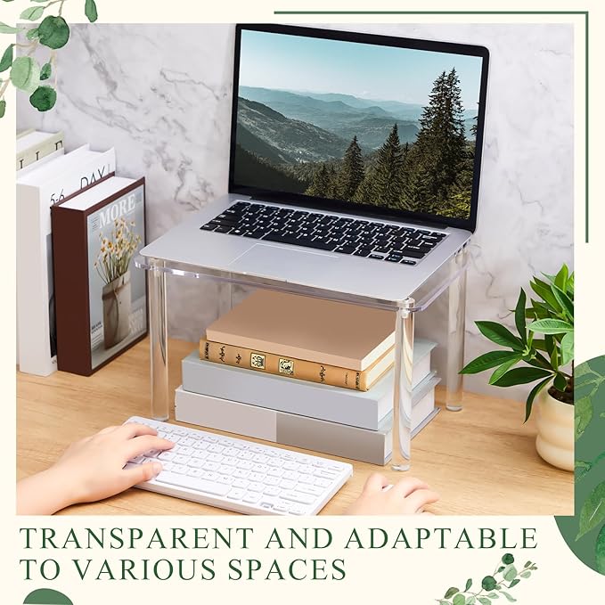 Extra Large 6mm Thick Acrylic Rectangular 4-leg Display Risers, Acrylic Stand, Clear Shelf Riser Display Stands for Decor Collectibles Figures(1 Pcs,14×9×8in)