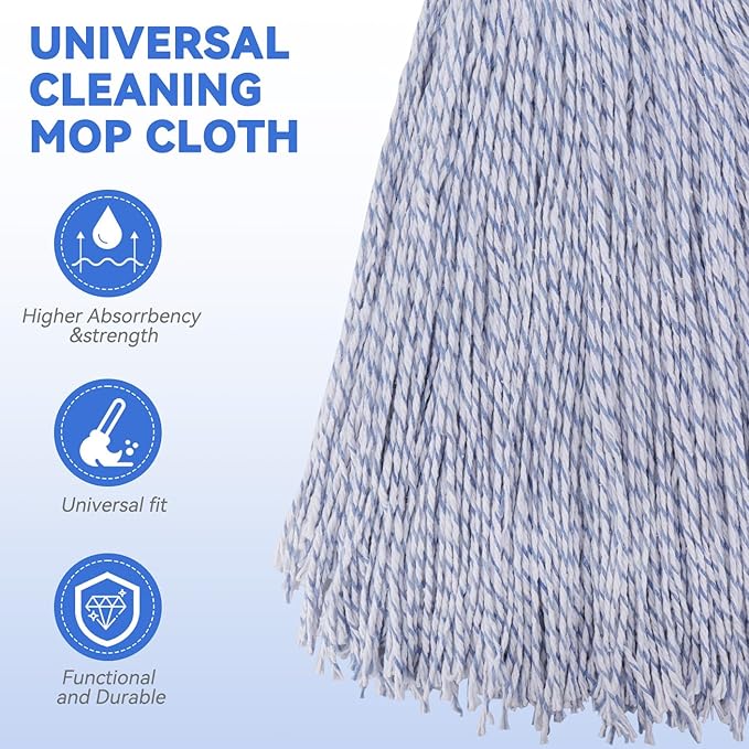 Commercial Heavy Duty Mop Heads Replacement for Rubbermaid: 6 Packs Industrial Wet Mop Head for Floor Cleaning - Commercial Products Wet Refills