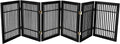 Pet Dog Gate Strong and Durable Freestanding Folding Acacia Hardwood Portable Wooden Fence Indoors or Outdoors by Urnporium (Black Pet Gate, 6 Panel 24" Tall)