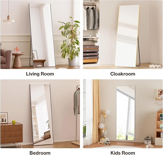 71"x26" Full Length Mirror with Stand, Lightweight & Easy to Move, Free-Standing Mirror for Dressing Room Bedroom, 3-in-1 Usage, Shatterproof Glassless Floor Mirror Kid & Pet Friendly (White)