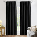PONY DANCE Black Curtains 84 inches Long for Bedroom, Blackout Window Curtain Rod Pocket Thermal Insulated Room Darkening Drapes Energy Saving for Living Room, W 52 x L 84 inches, 2 Panels Set