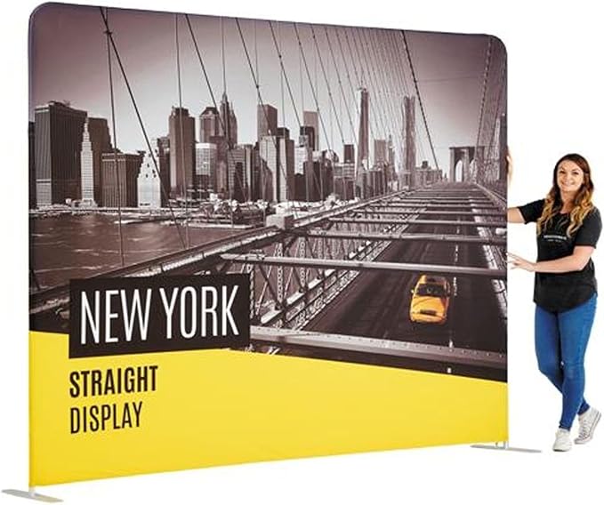 Custom Straight Tension Fabric Display Backdrop, Step and Repeat Backdrops for Events, Trade Show Display Backdrop Booth (Graphic with Stand, 8x8ft Single Sided Print)