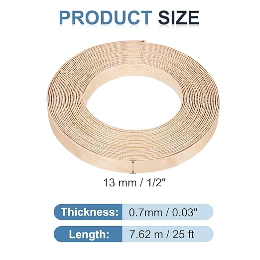 PATIKIL Maple Edge Banding, 1/2 Inch x 25 ft Wood Veneer Tape Pre-glued Flexible Plywood Edge Banding with Hot Melt Adhesive for Furniture Restoration
