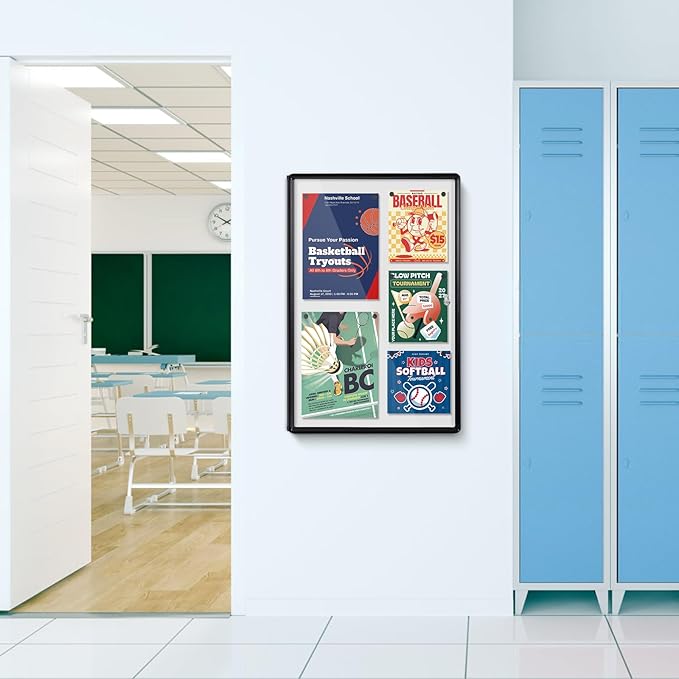 Enclosed Bulletin White Board 36x24 in, Lockable Wall Display Case for Office School Home Commercial, Tamperproof and Shatter Resistant, Black Aluminum Frame
