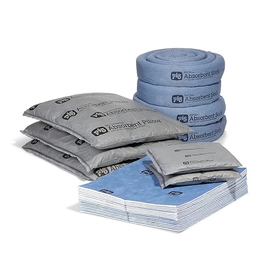 PIG Water Absorbing Kit - Absorbs Up to 16 Gallons per kit - Blue and Gray - PM50501