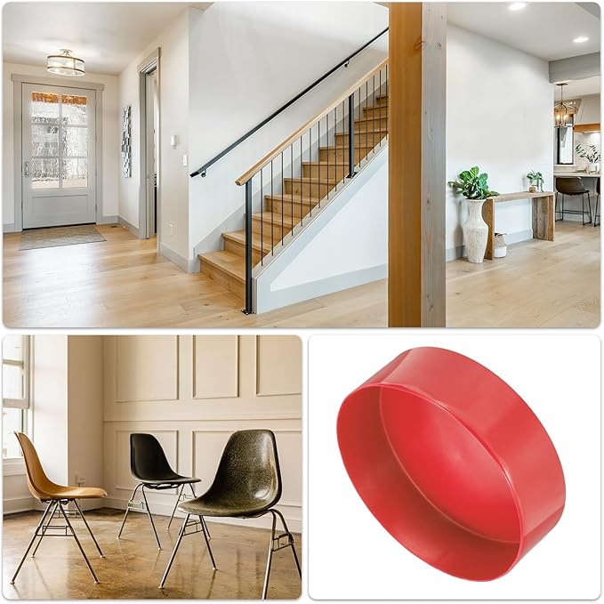 uxcell 4pcs Rubber End Caps 160mm(6.3 Inch) ID Vinyl Round End Cap Cover Screw Thread Protectors Red, 50mm Height