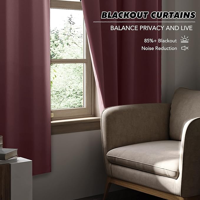 KGORGE Room Darkening Curtains for Bedroom, Privacy Thermal Insulated Noise Reducing Light Blocking Small Window Curtains for Kids Living Room Nursery, W52 x L54 inches, Dusty Rose, 2 Panels