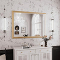 Amorho Bathroom Mirror, 50x36 Inch Golden Thick Metal Framed Wall Mirrors for Over Sink, Wall-Mounted Mirrors Perfect for Bedroom, Living Room, Entryway, Rectangle (Horizontal/Vertical).