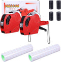 2 Pack Pricing Gun - 8 Digits Price Tag Gun with 8000 Labels & 4 Ink Rollers Kit Red Pricing Label Maker for Retailer,Supermarket